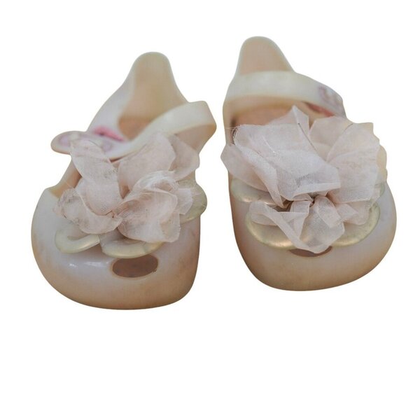 Mini Melissa Ultras Girls Mary Jane‎ Jelly Shoes With Flowers Size 7 - Picture 2 of 5
